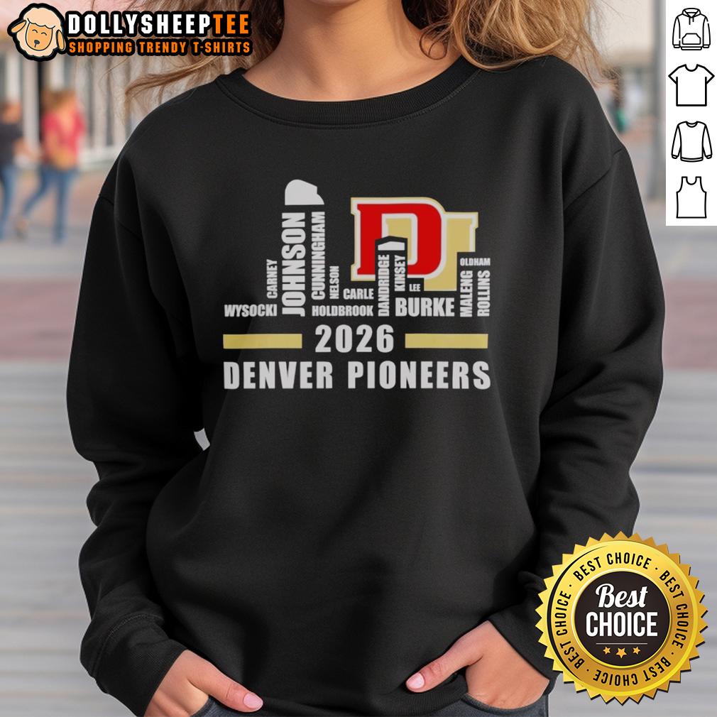 Hot Denver Pioneers Hockey Champions 2026 Roster Names City Skyline T-Shirt - Image 5