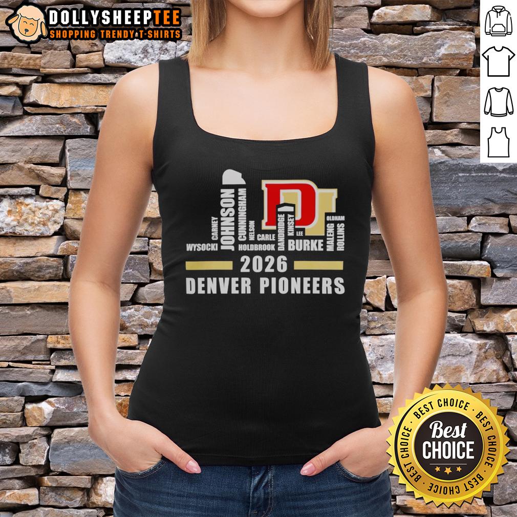 Hot Denver Pioneers Hockey Champions 2026 Roster Names City Skyline T-Shirt - Image 4