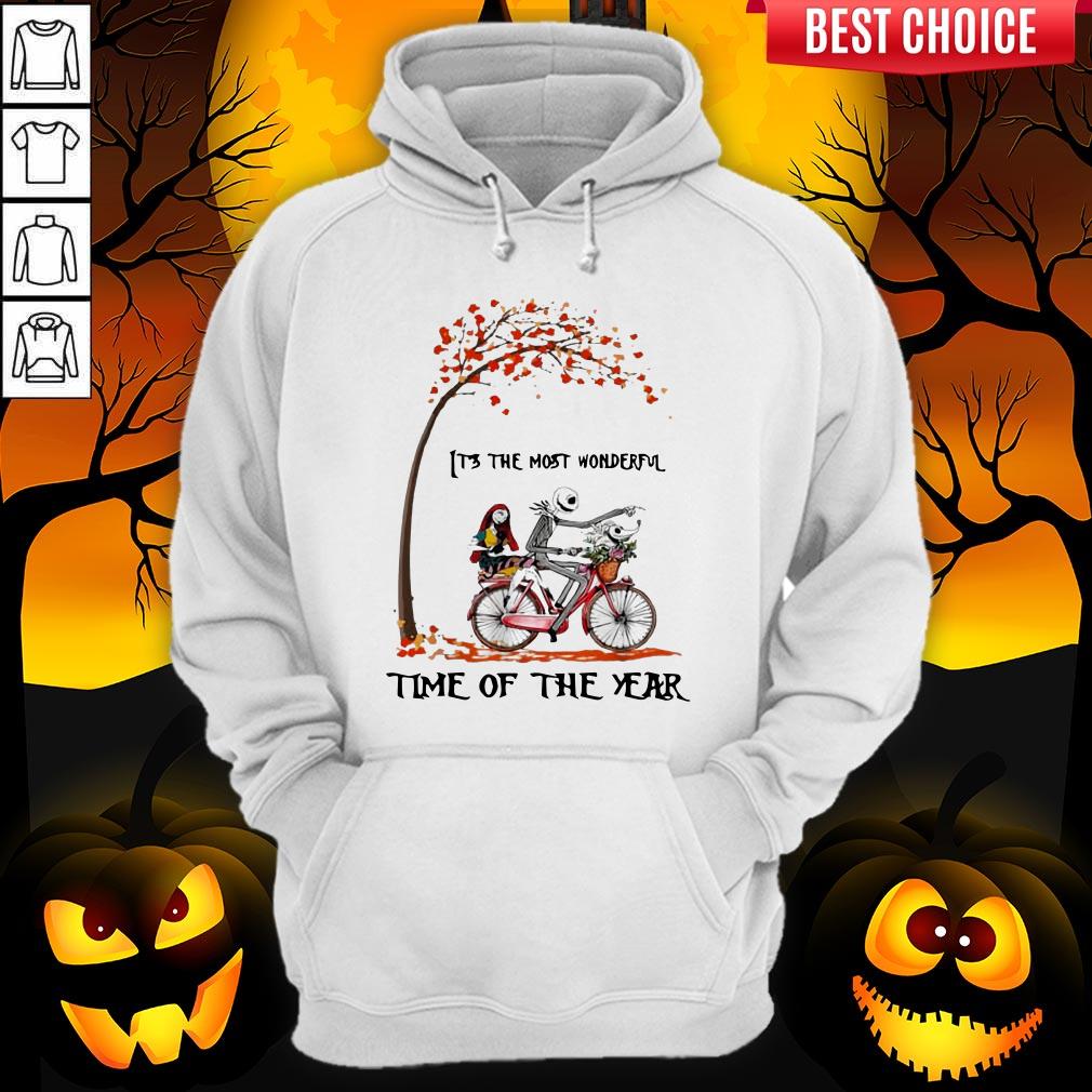 Jack Skellington And Sally Bike It’s The Most Wonderful Time Of The Year Shirt - Image 3