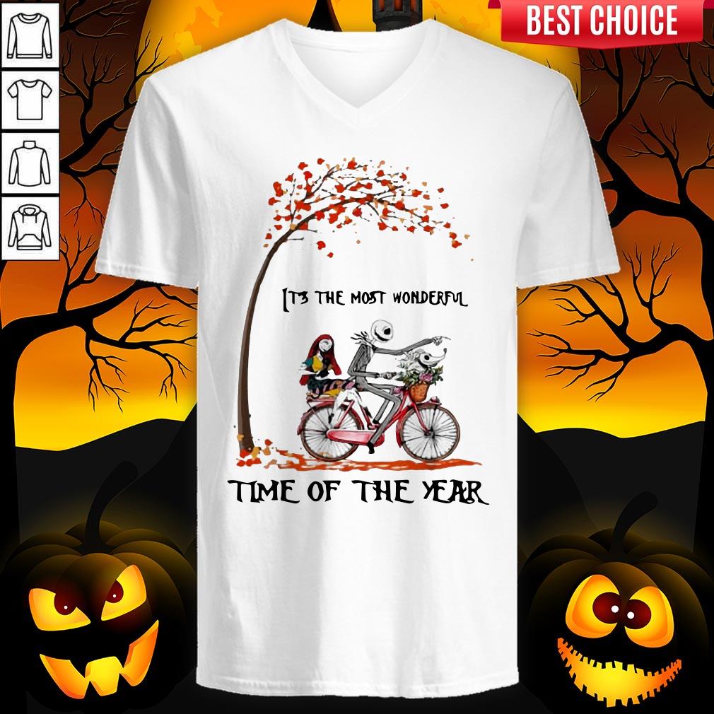 Jack Skellington And Sally Bike It’s The Most Wonderful Time Of The Year Shirt - Image 4