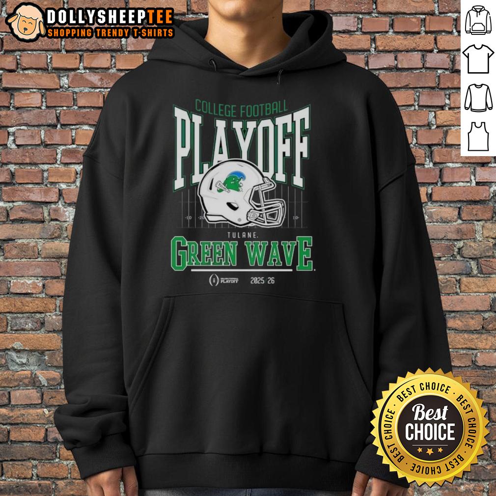 Premium Tulane Green Wave 2025-2026 College Football Playoff Bound Helmet T-Shirt - Image 2