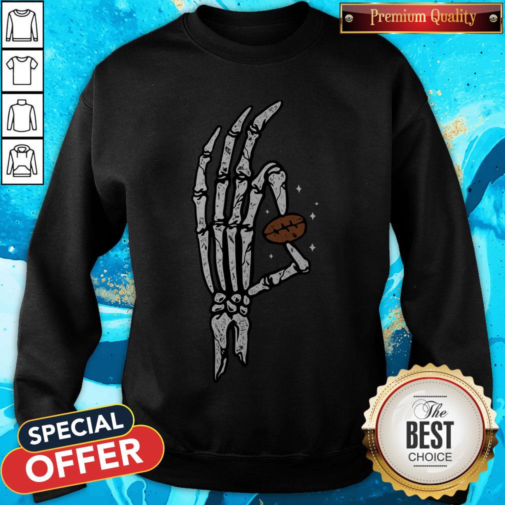 Hands Bone Hold Coffee Beans Halloween Shirt - Image 4