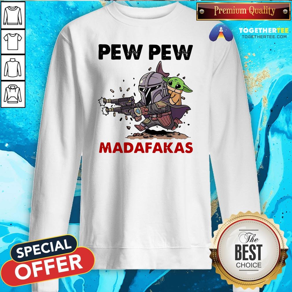 Official The Mandalorian Baby Yoda Pew Pew Madafakas Shirt - Image 4