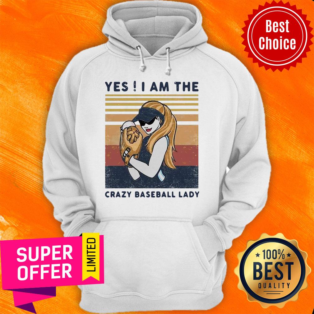 Official Yes I Am The Crazy Baseball Lady Vintage Shirt - Image 3
