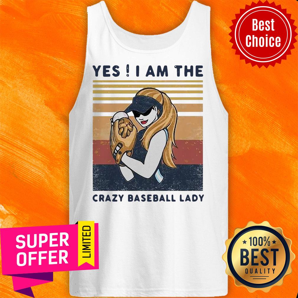 Official Yes I Am The Crazy Baseball Lady Vintage Shirt - Image 5