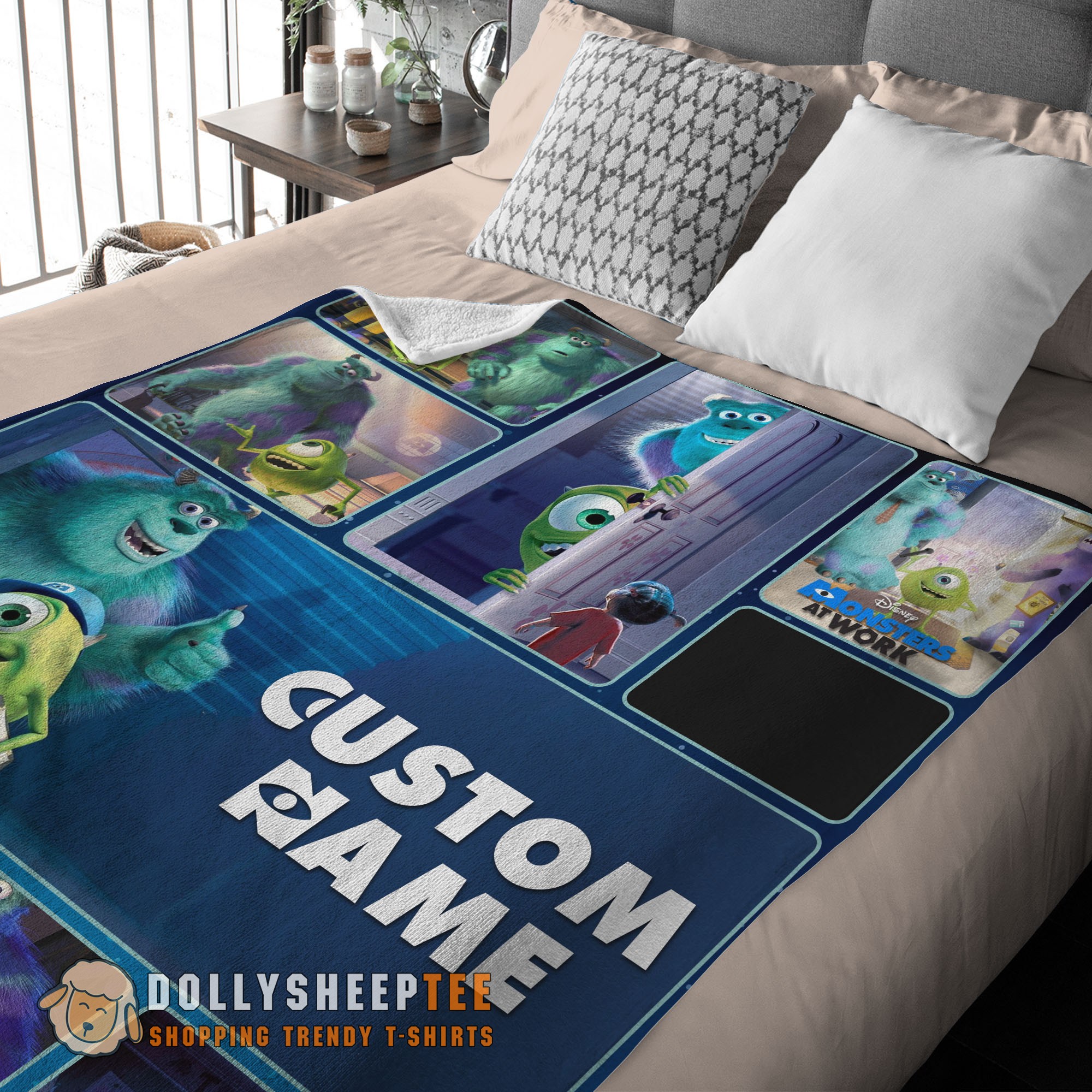 Perfect Disney Pixar Mike & Sulley Monsters Inc Blanket Fleece Customized Blanket - Image 3