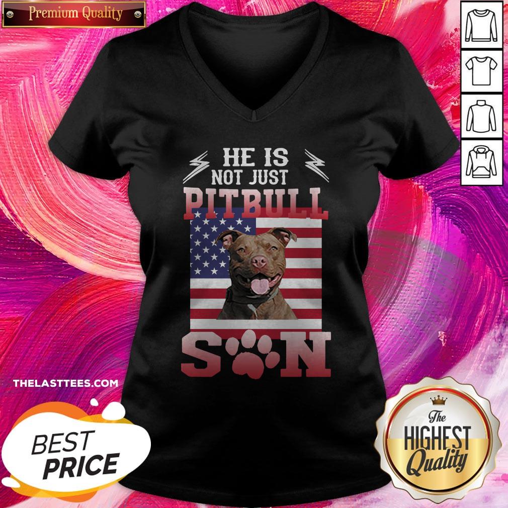 American Flag He Is Not Just A Pitbull He Is My Son Shirt - Image 2