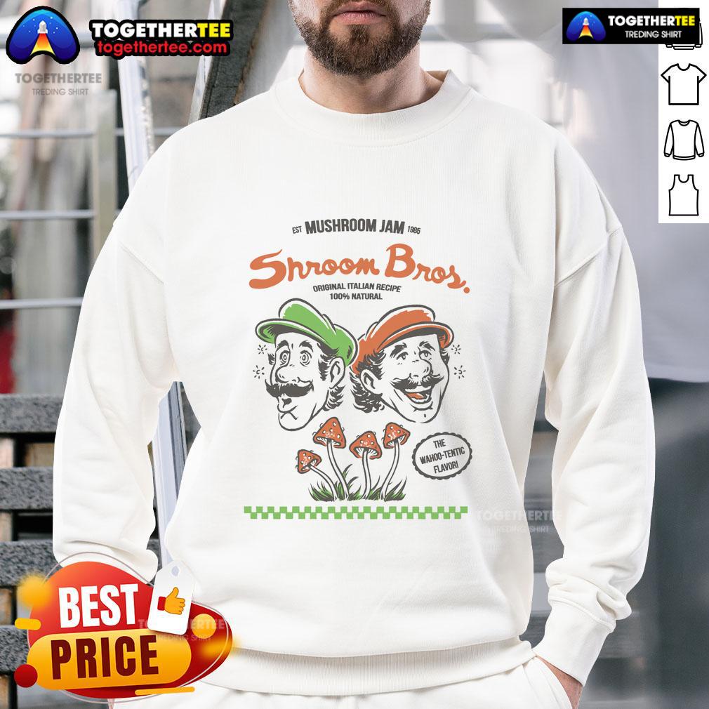 Awesome The Mushroom Jam Est 1985 Shroom Bros The Wahoo-Tentic Flavor Mario And Luigi T-Shirt - Image 5