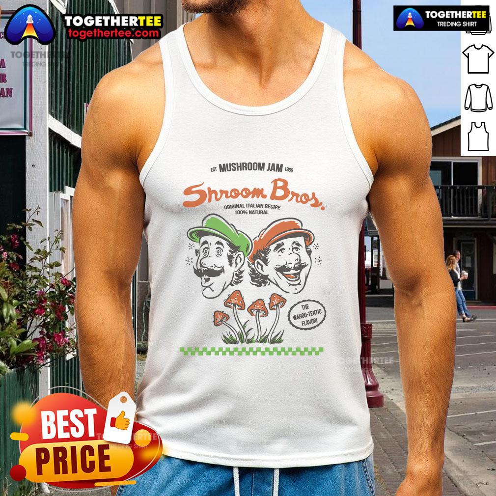 Awesome The Mushroom Jam Est 1985 Shroom Bros The Wahoo-Tentic Flavor Mario And Luigi T-Shirt - Image 4