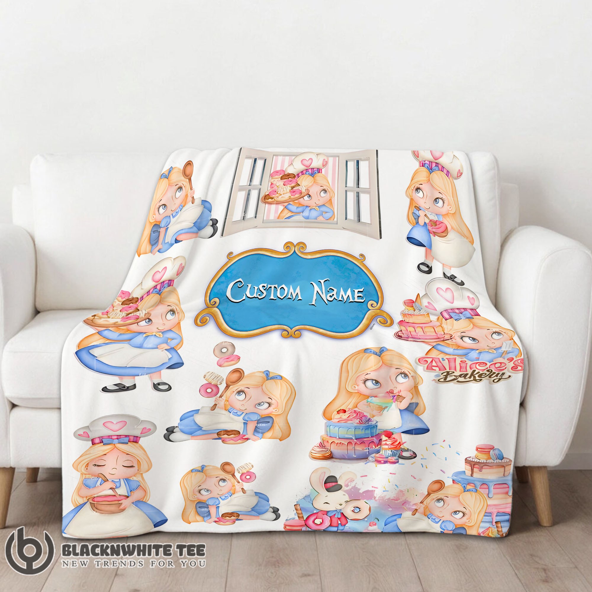 Premium Hot Disney Alice Baking Alice In Wonderland Cake Blanket Fleece Customized Blanket - Image 2