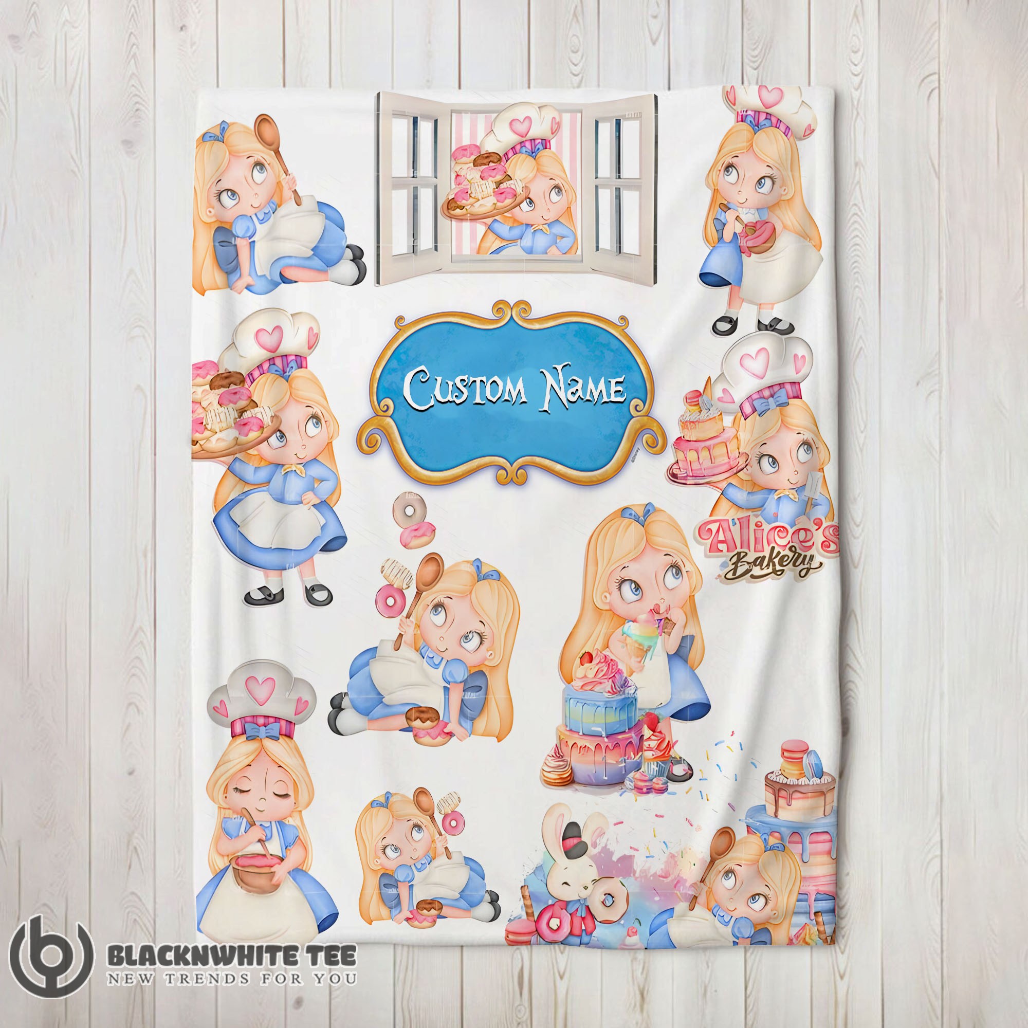 Premium Hot Disney Alice Baking Alice In Wonderland Cake Blanket Fleece Customized Blanket