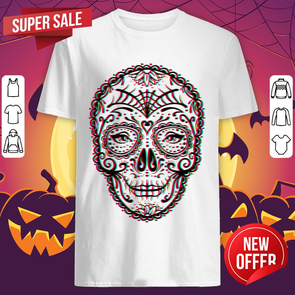 Eyes Sugar Skull Chromatic Yellow Dia De Los Muertos Shirt