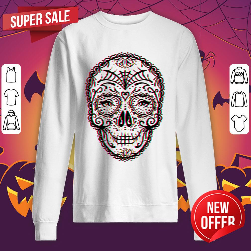 Eyes Sugar Skull Chromatic Yellow Dia De Los Muertos Shirt - Image 2