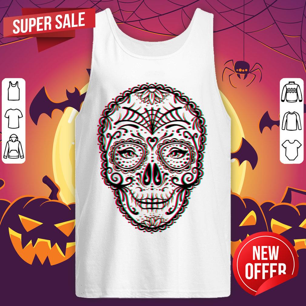 Eyes Sugar Skull Chromatic Yellow Dia De Los Muertos Shirt - Image 5