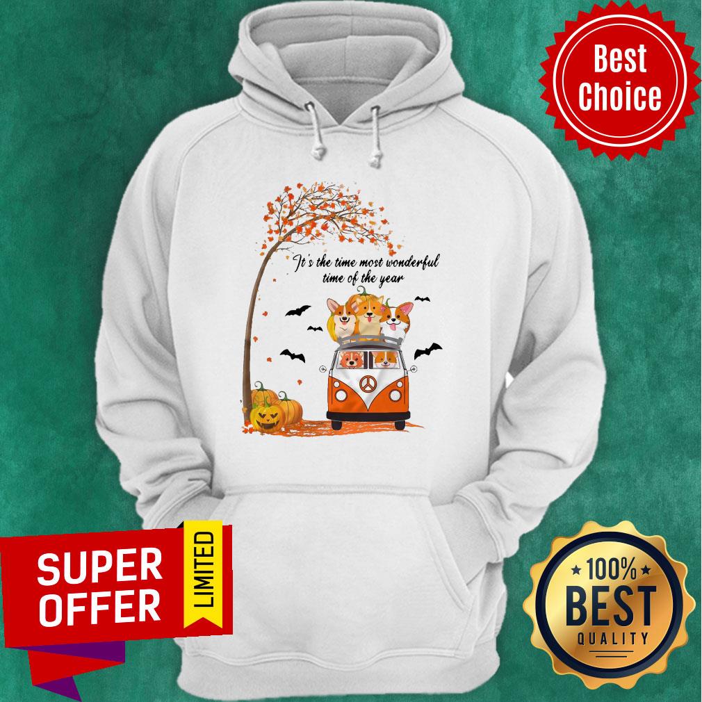 Corgi Peace Car It’s The Time Most Wonderful Time Of The Year Fall Halloween Shirt - Image 3