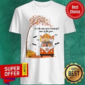 Corgi Peace Car It’s The Time Most Wonderful Time Of The Year Fall Halloween Shirt