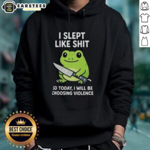 Alternative view of Funny Grumpy Tired Frog Choosing Violence T-Shirt