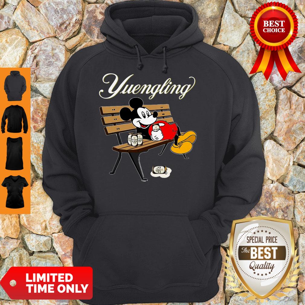 Awesome Mickey Mouse Drinking Yuengling Beer On Park Bench Shirt - Image 2