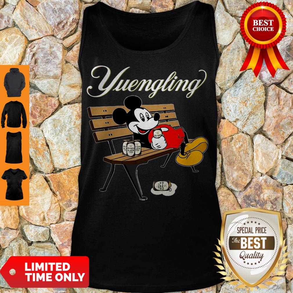 Awesome Mickey Mouse Drinking Yuengling Beer On Park Bench Shirt - Image 4