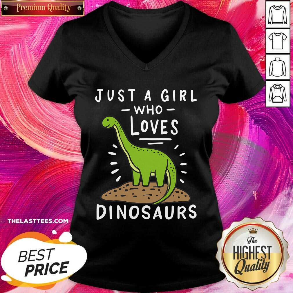Nice Just A Girl Who Loves Dinosaurs Brachiosaurus Paleontologist Shirt - Image 2