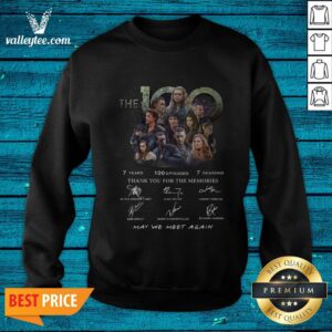 Alternative view of The 100 7 Years 100 Episodes 7 Season Thank You For The Memories Signatures Shirt