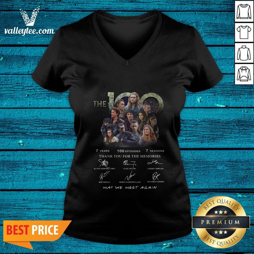 The 100 7 Years 100 Episodes 7 Season Thank You For The Memories Signatures Shirt - Image 4