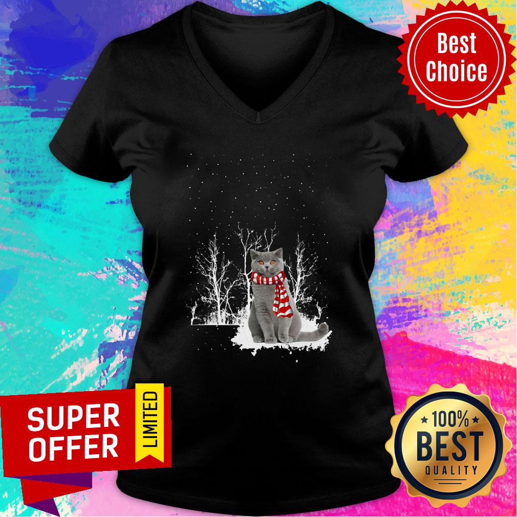 Nice British Shorthair Snow Scarf Christmas Shirt - Image 3