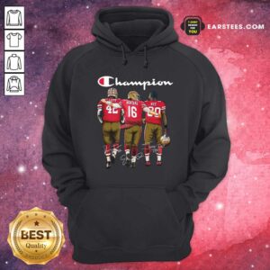 Alternative view of Hot Champion San Francisco 49ers Ronnie Lott 42 Joe Montana 16 Jerry Rice 80 Signatures Shirt