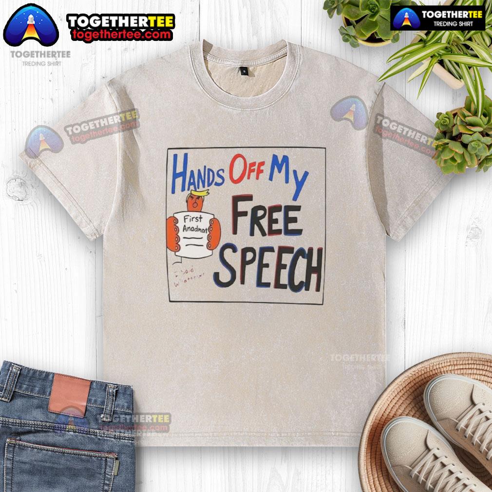 Hot Hands Off My Free Speech Trump Cartoon T-Shirt - Image 6