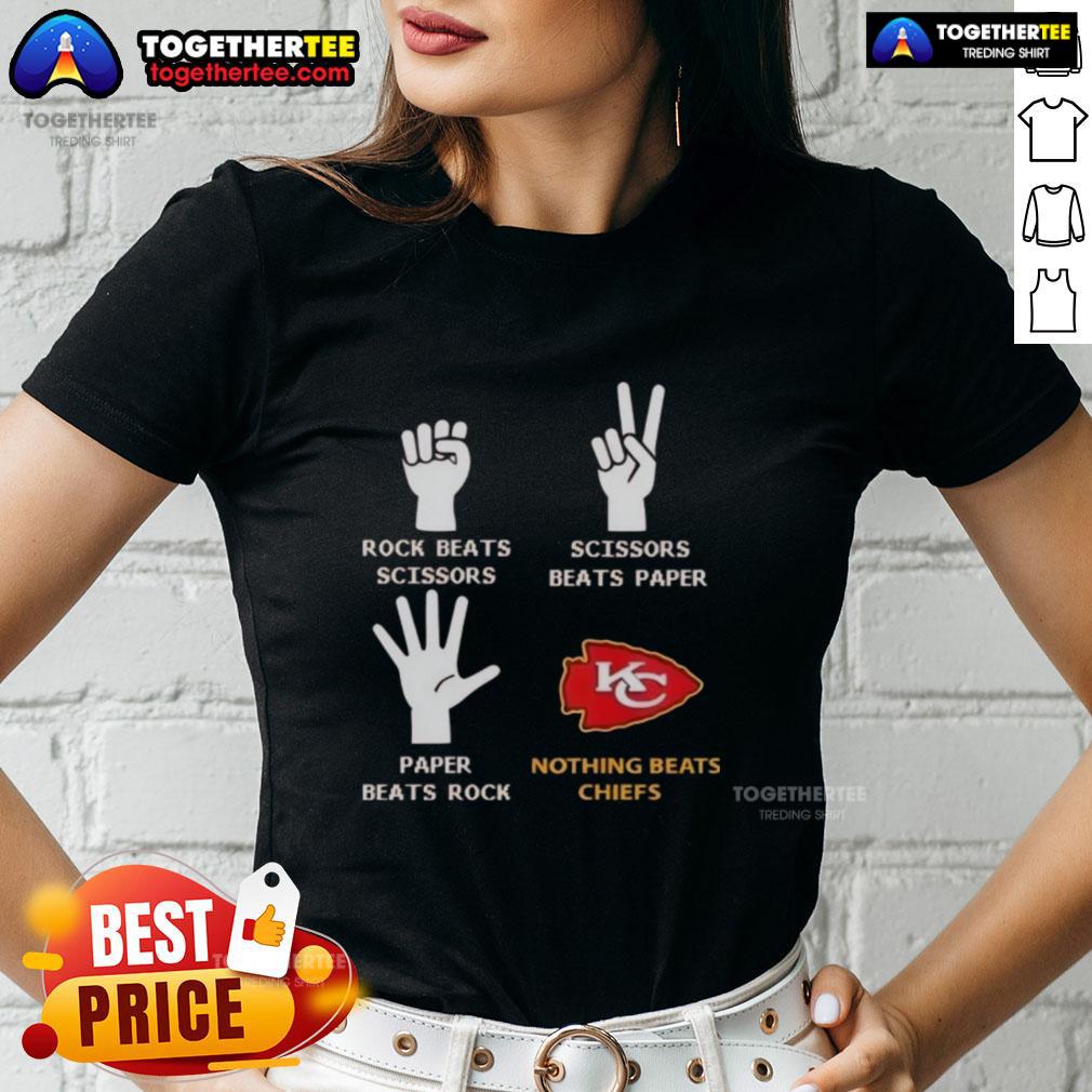 Good Nothing Beats Kansas City Chiefs Rock Beats Scissors T-Shirt - Image 3