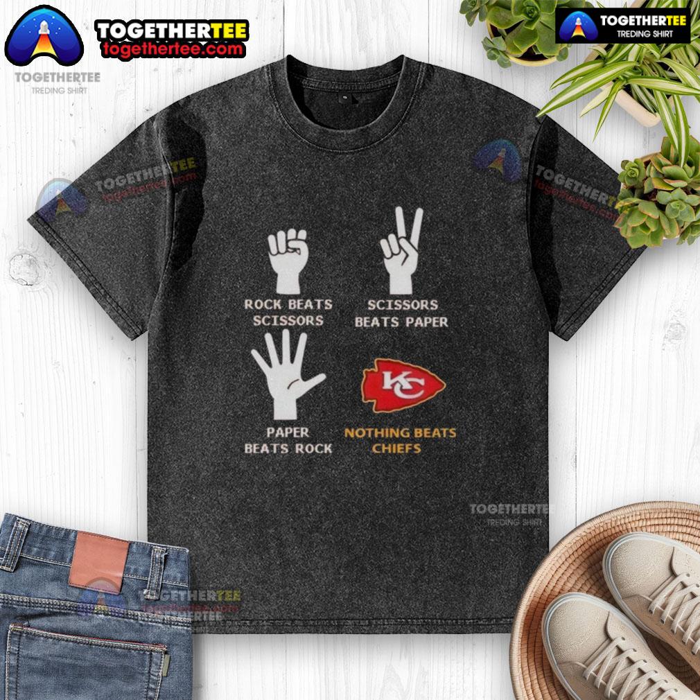 Good Nothing Beats Kansas City Chiefs Rock Beats Scissors T-Shirt - Image 6