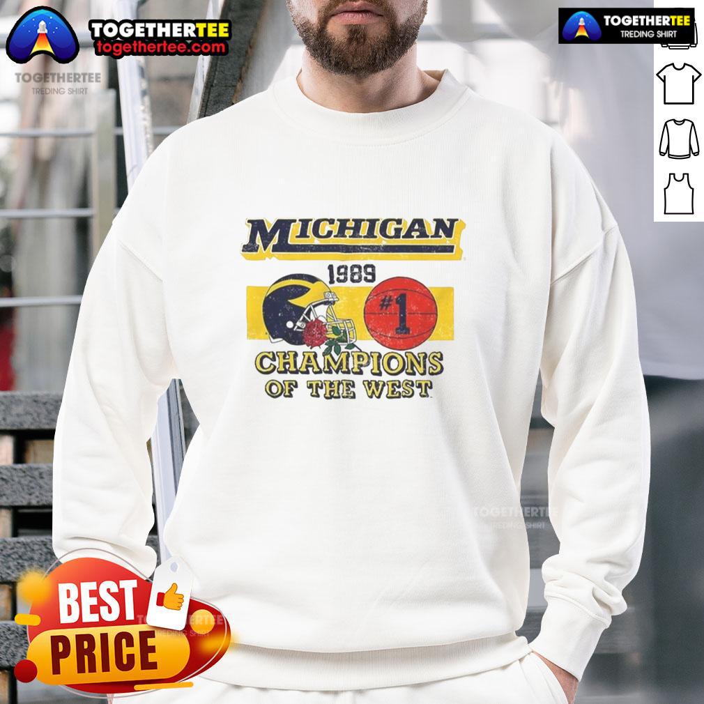 Top Michigan Wolverines NCAA 1989 Champions Of The West Vintage T-Shirt - Image 3