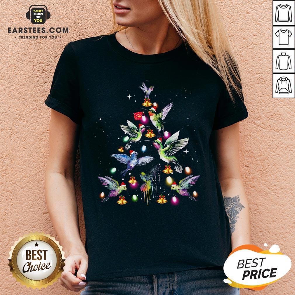 Nice Ruby-Throated Hummingbird Tree Light Christmas Shirt - Image 3