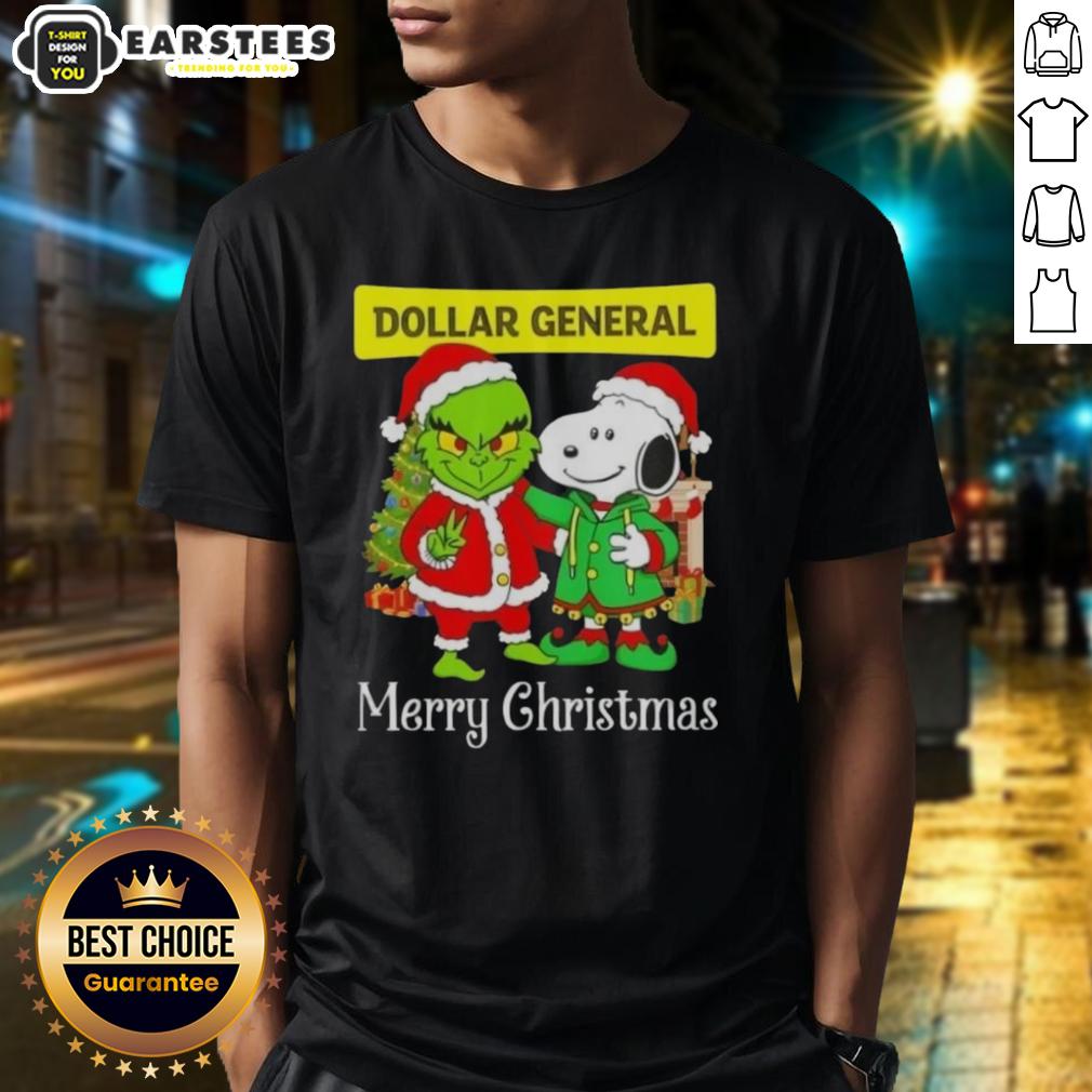 Awesome Dollar General X Grinch And Snoopy Merry Christmas T-Shirt
