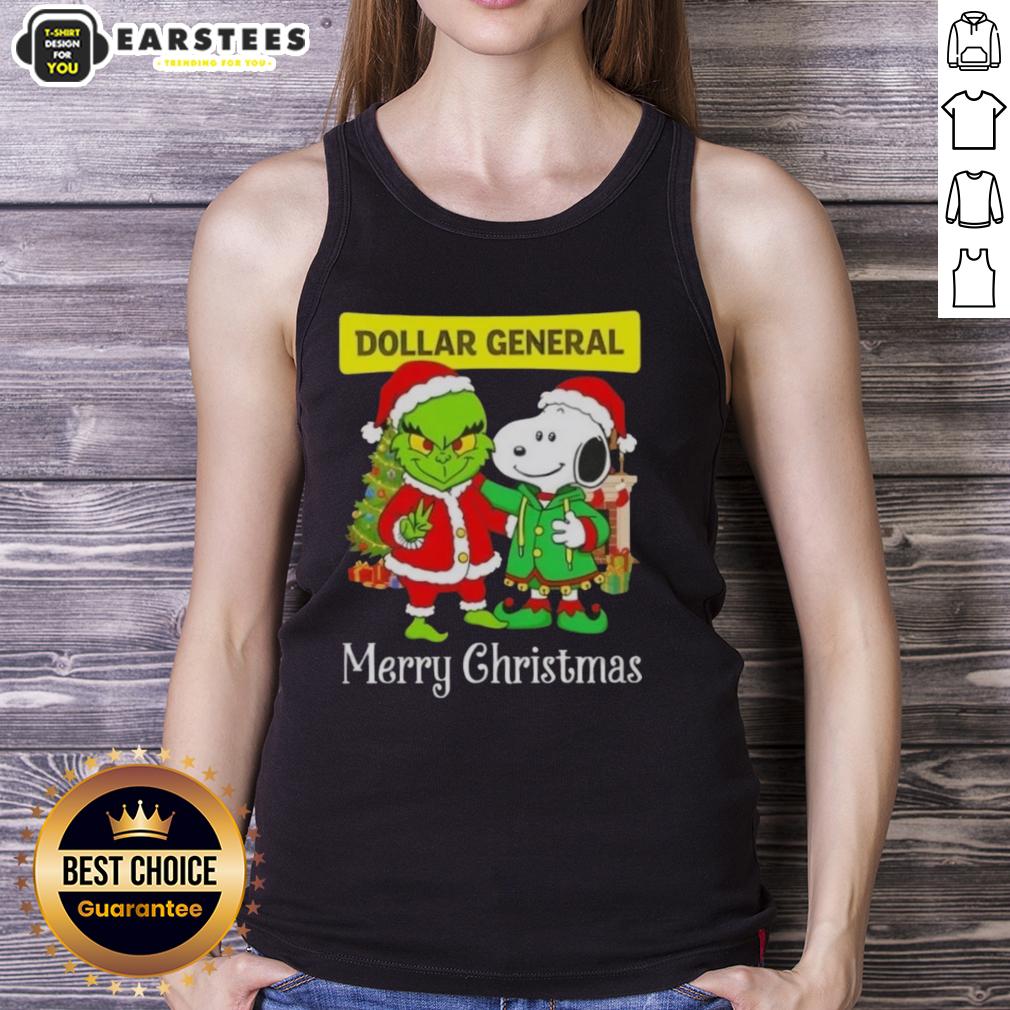 Awesome Dollar General X Grinch And Snoopy Merry Christmas T-Shirt - Image 4