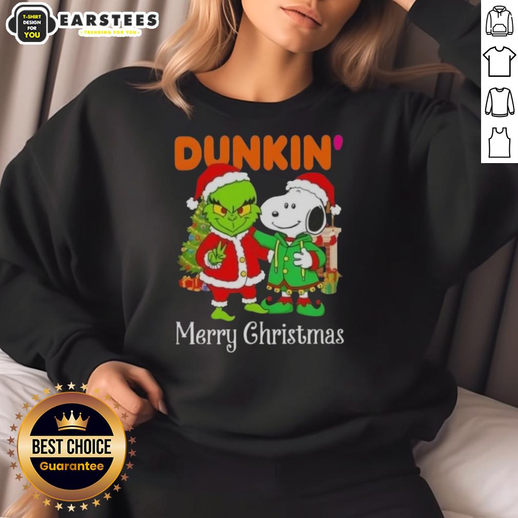 Awesome Dunkin' Donuts X Grinch And Snoopy Merry Christmas T-Shirt - Image 5