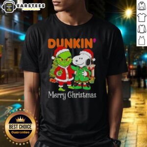 Awesome Dunkin' Donuts X Grinch And Snoopy Merry Christmas T-Shirt