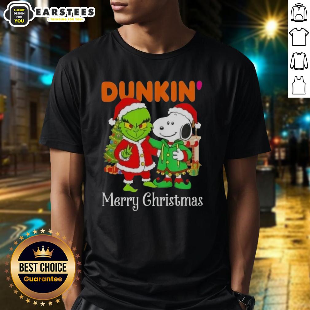 Awesome Dunkin' Donuts X Grinch And Snoopy Merry Christmas T-Shirt