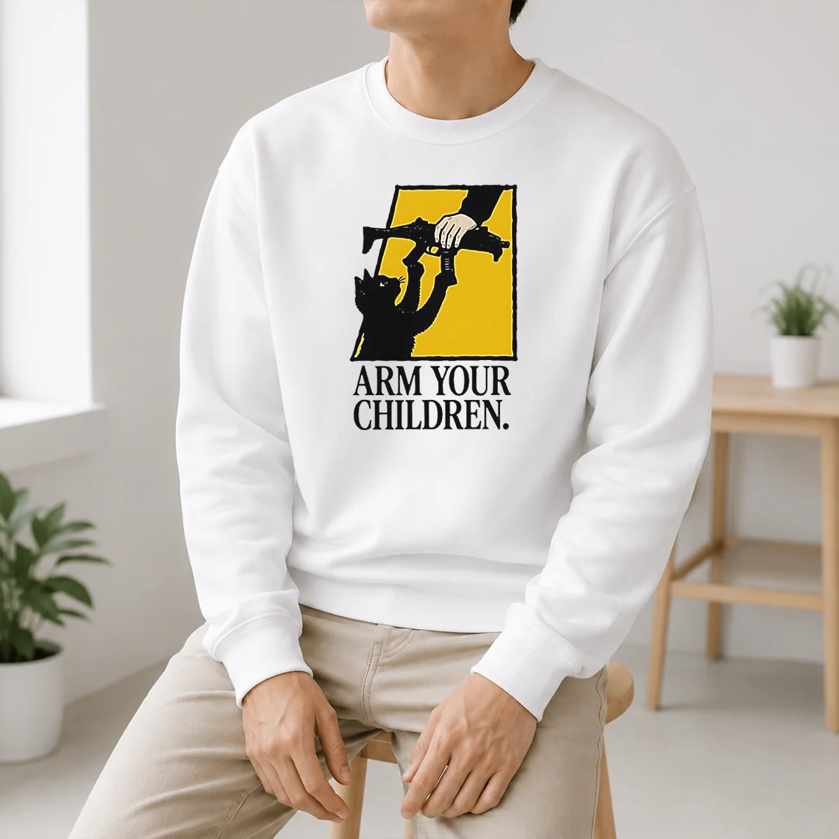 Pretty Black Cat Holding Submachine Gun And Hand Arm Your Children Shirt - Image 6