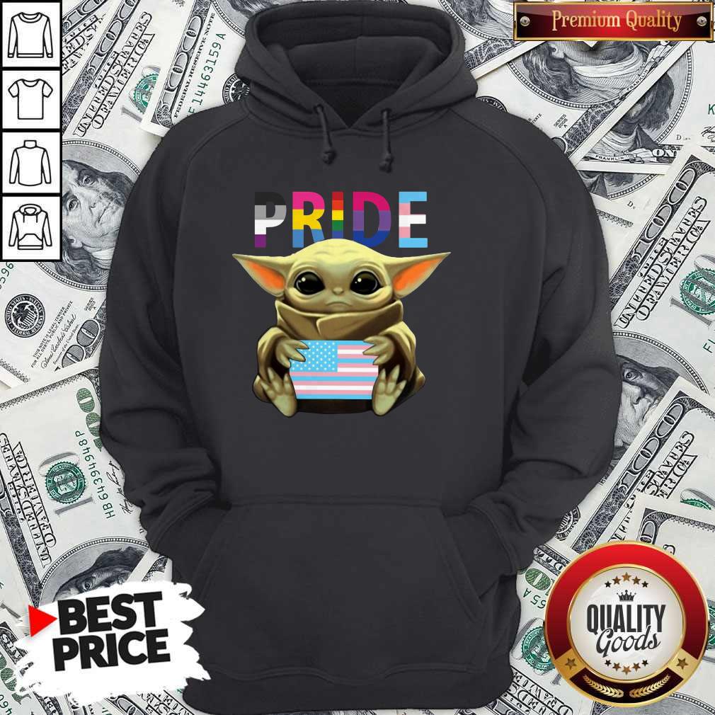 Pride Baby Yoda Hug American Flag Shirt - Image 3
