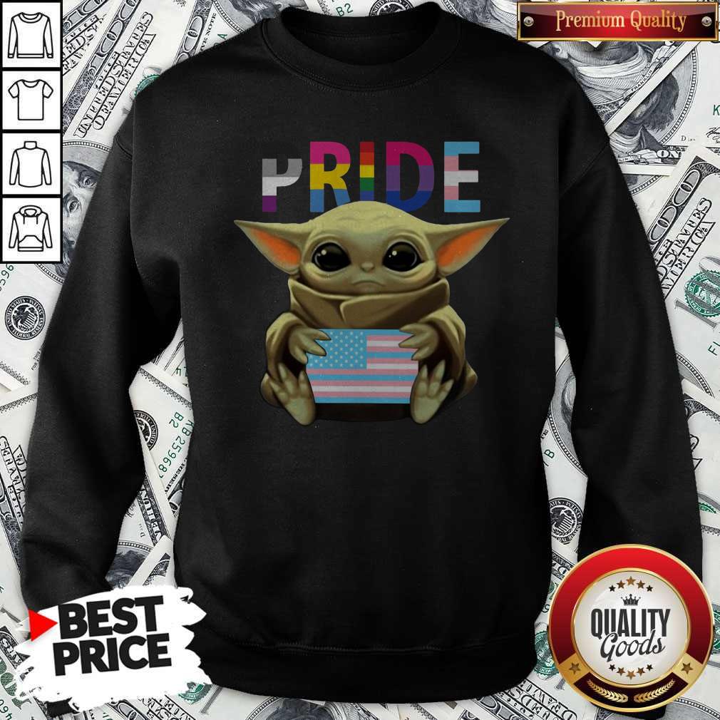 Pride Baby Yoda Hug American Flag Shirt - Image 4