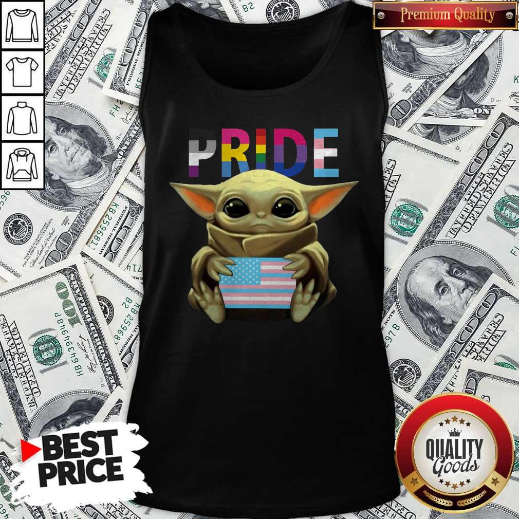 Pride Baby Yoda Hug American Flag Shirt - Image 5