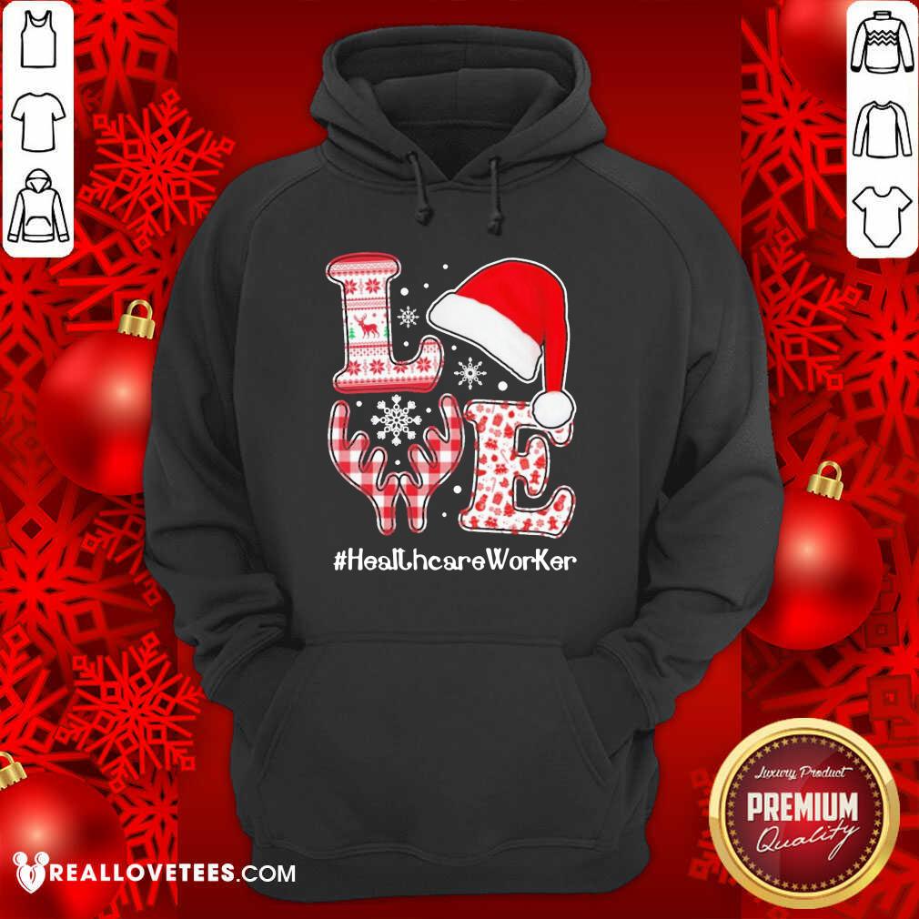 Sweet Love Hat Santa And Reindeer #Heathcare Worker Ugly Christmas Shirt - Image 4