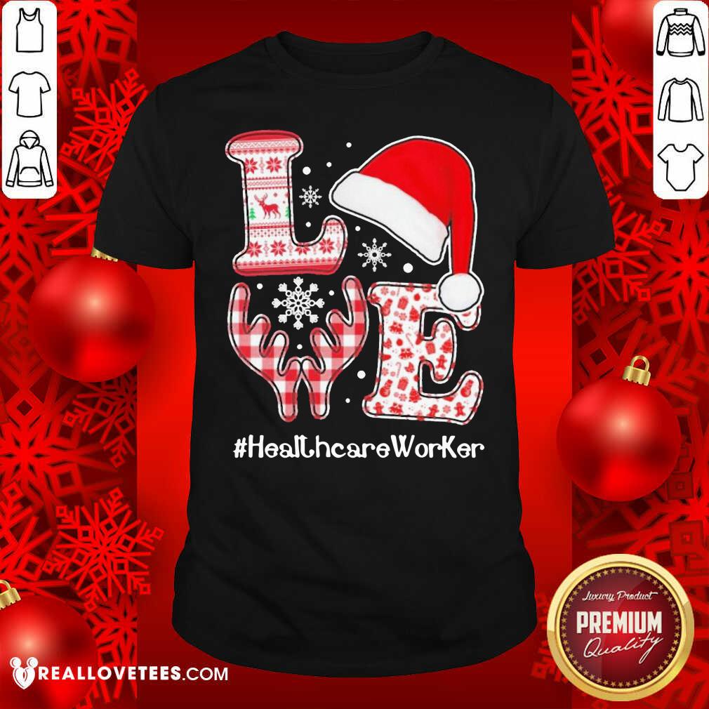 Sweet Love Hat Santa And Reindeer #Heathcare Worker Ugly Christmas Shirt