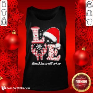 Alternative view of Sweet Love Hat Santa And Reindeer #Heathcare Worker Ugly Christmas Shirt