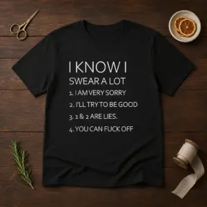 Official I Know I Swear A Lot I Am Very Sorry I'Ll Try To Be Good 1 And 2 Are Lies You Can Fck Off Shirt
