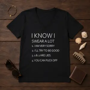 Alternative view of Official I Know I Swear A Lot I Am Very Sorry I'Ll Try To Be Good 1 And 2 Are Lies You Can Fck Off Shirt