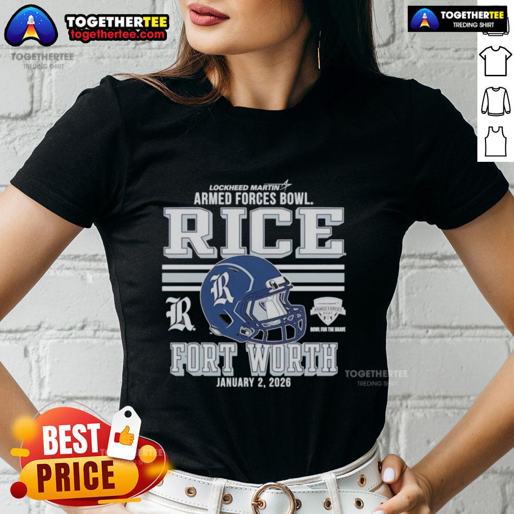 Hot Rice Owls Football 2026 Armed Forces Bowl Fort Worth Helmet T-Shirt - Image 3