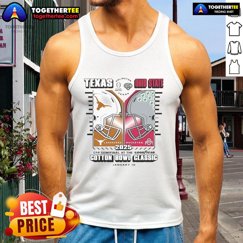 Official Texas Longhorns Vs Ohio State Buckeyes Helmet 2025 CFP SemiFinal NCAA T-Shirt - Image 4