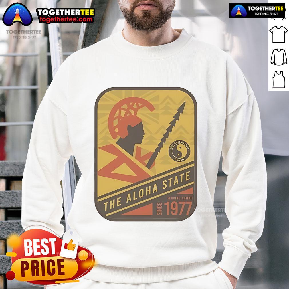 Official The Aloha State Stamp Warrior Serving Hawaii Since 1977 T-Shirt - Image 5